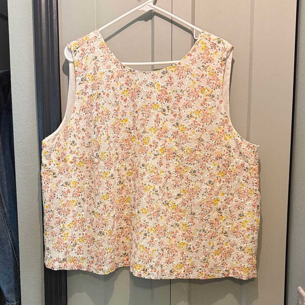 LOFT Floral Sleeveless Blouse - Cream and Yellow